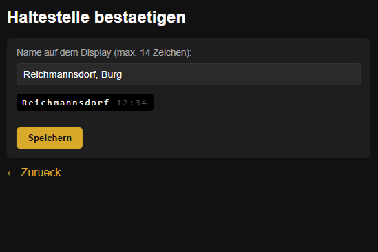 Anpassung des Haltestellennamens